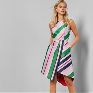 NWT Ted Baker Honor asymmetric striped dress